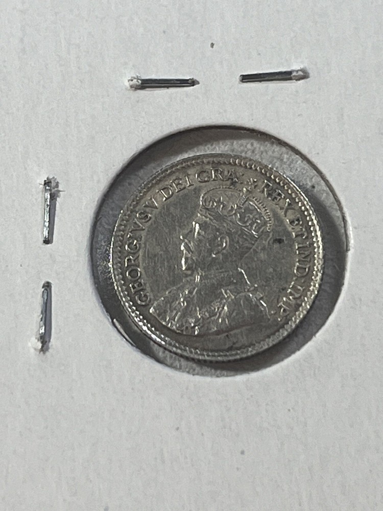 1919 Canada 5 Cents Small Silver Coin Cleaned