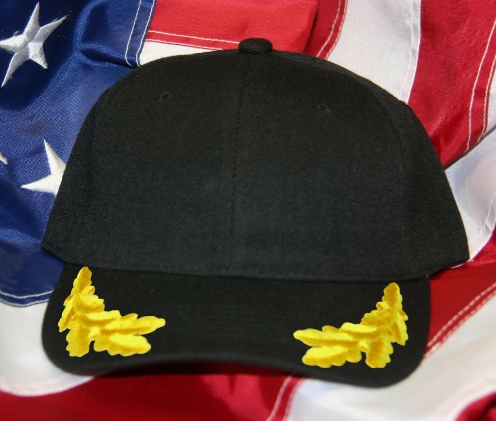 VIP BLANK HATS WITH OAK LEAF BLACK COLORS ADJUSTABLE POLYESTER MILITARY
