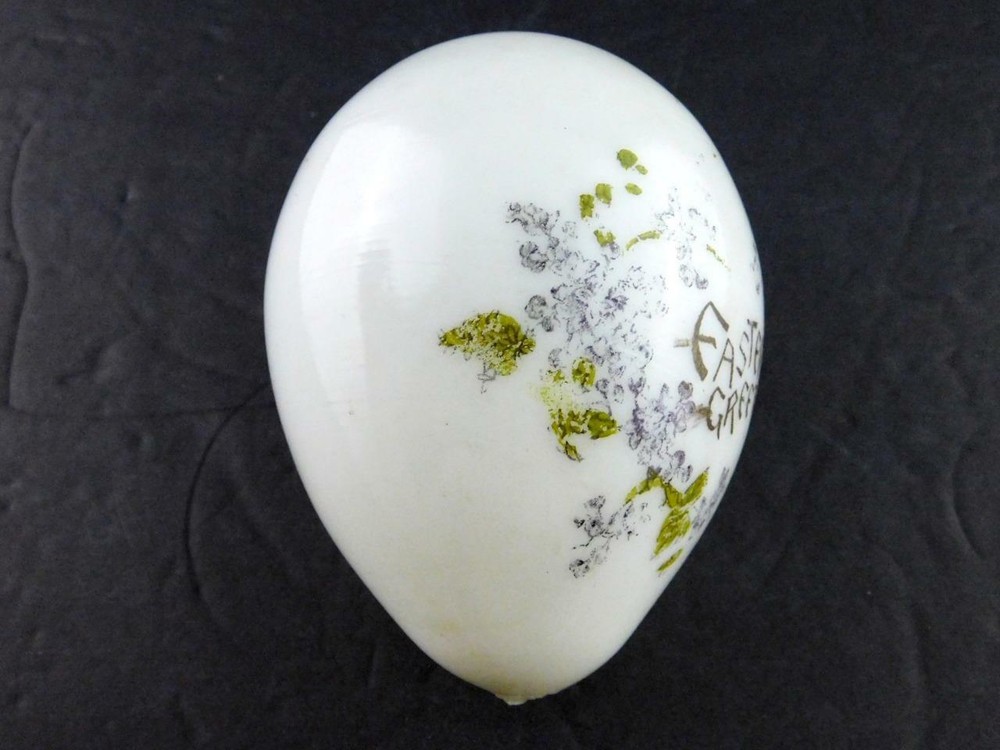 Easter Greeting Handblown Glass Easter Egg Floral Violet Handpainted GREAT VALUE
