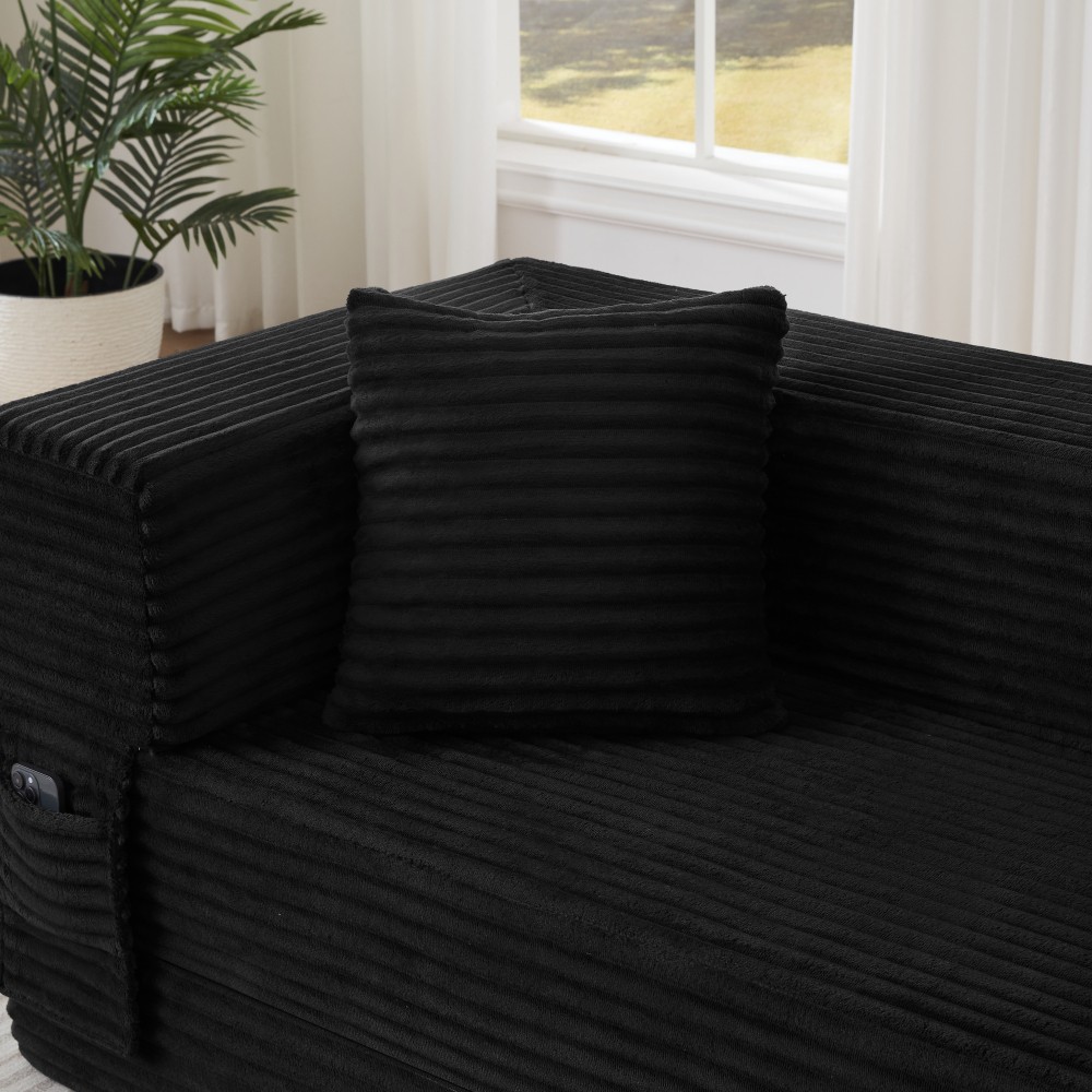 Modern Cord Sofa Classic Square Design, Unique Two-tier Design