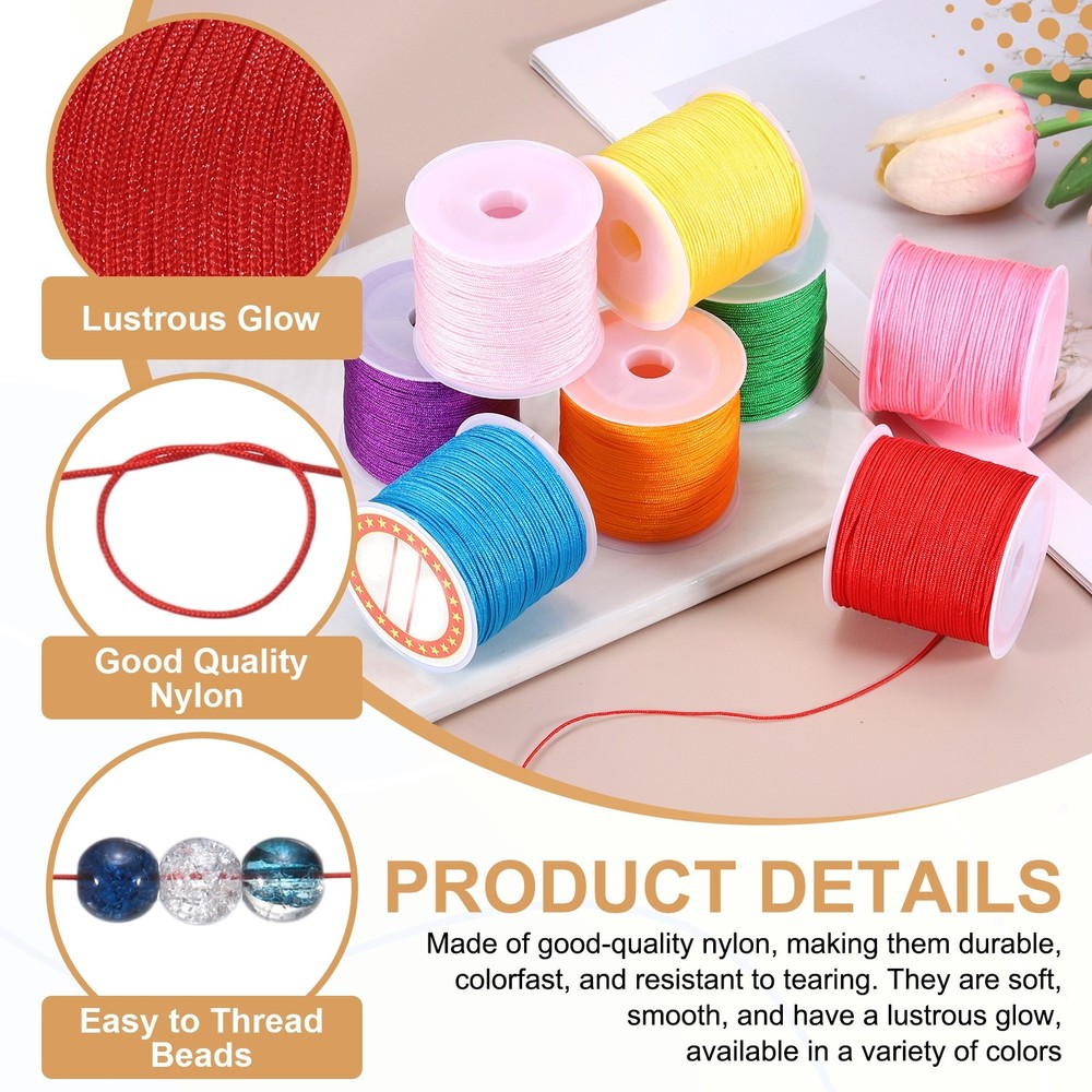 0.8mm Nylon String for Bracelets, 44 Yards Nylon Beading Thread(Red)
