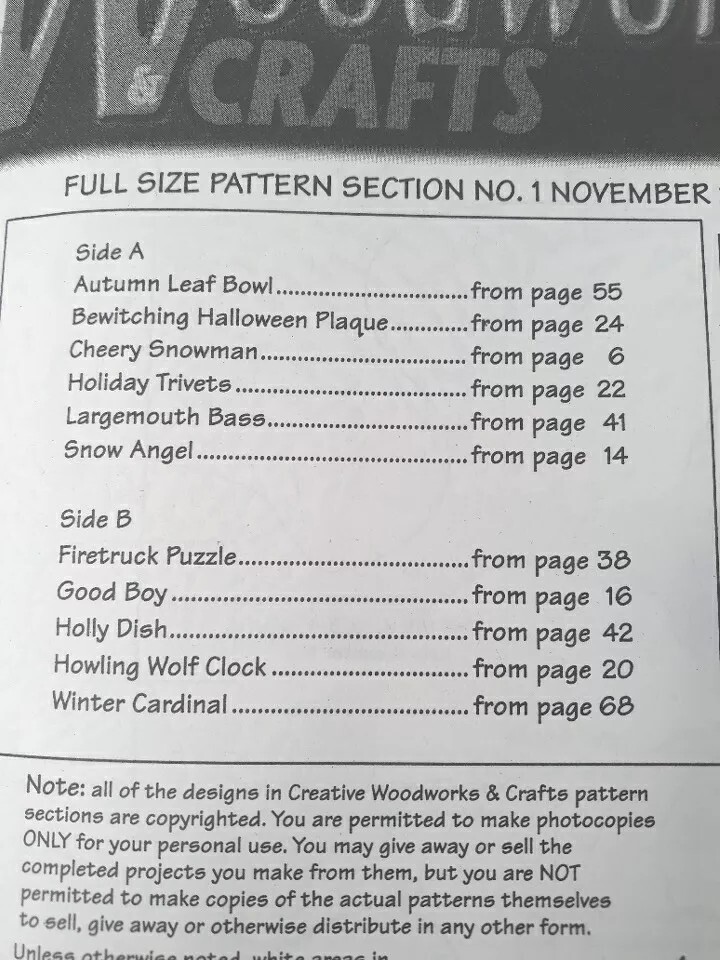 Wood Working Magazine November 2010 Creative Woodworks Crafts Pull Out Patterns