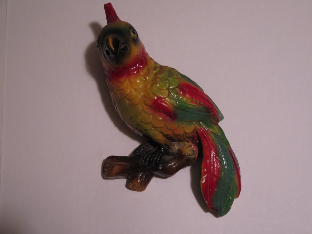 Antique Hanging Glazed Pottery Parrot 10" Long