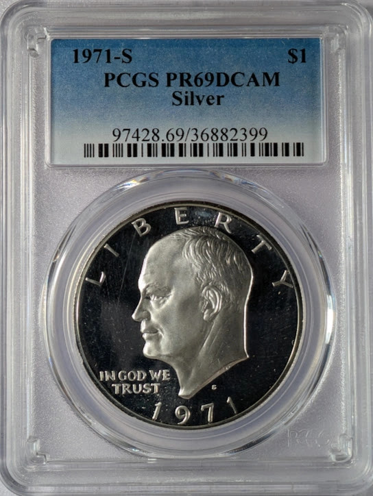 1971 S Dollar Eisenhower 40% Silver PCGS PR-69 DCAM