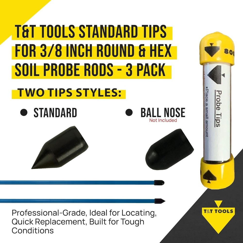 T&T Tools 3-Pack Replacement Soil Probe Tips for 3/8" Rods - Durable & Precise