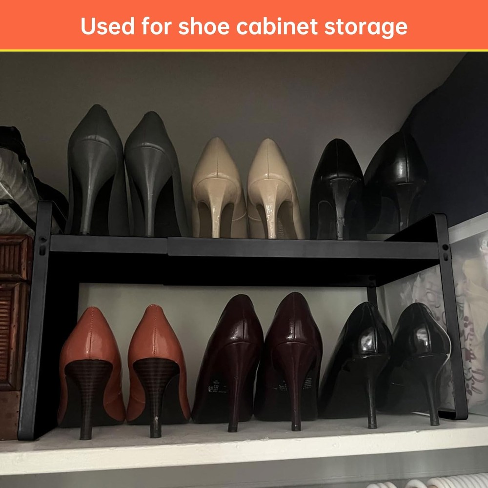 (2-Pack) 11" Cabinet Shelf Organizer Set, 14"~25" Expandable Shelves for Kitc...