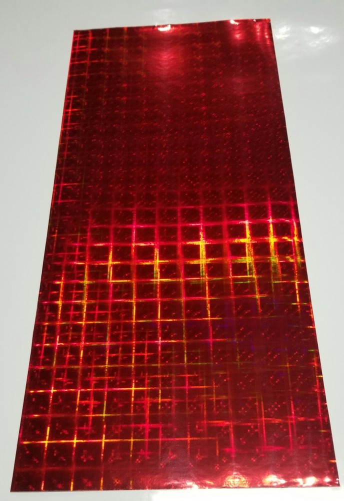 Cherry Red Plaid Pattern Holographic Diffractive Sign Vinyl 24" x 6 ft Roll