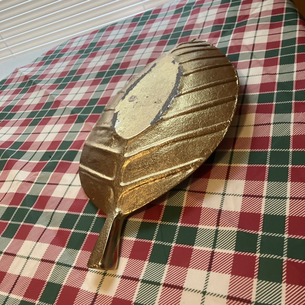 Leaf shaped tray brass 16" long, 8" wide