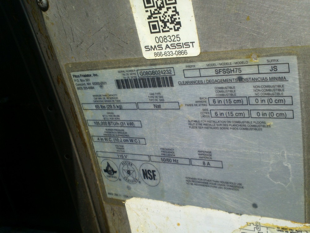 Pitco SFSSH75 Frialator