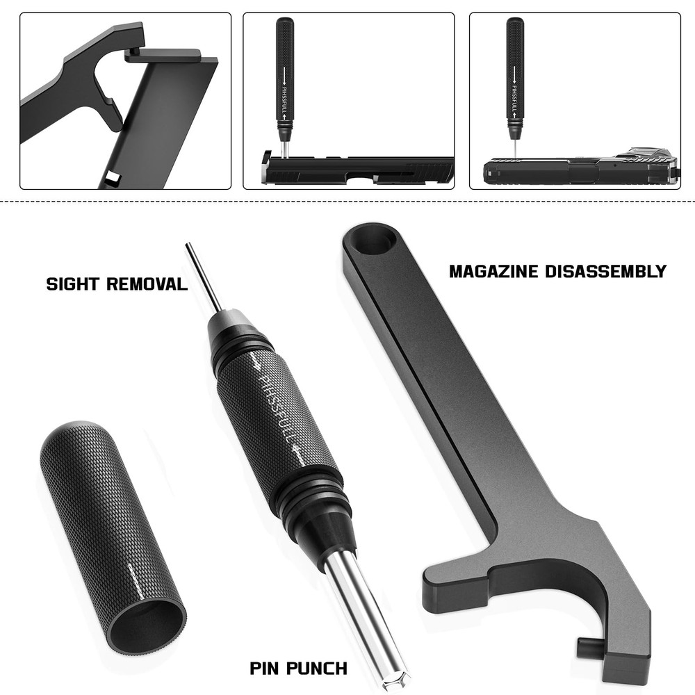 2-in-1 Tool Kit for Glock with Front Sight Remove, Magazine Silver
