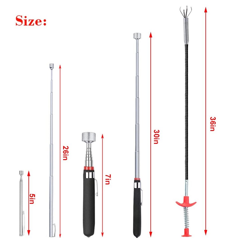 4 Pack Telescoping Magnet Pick-up Tool Set - Retrieving Pickup Tools，Extendab...