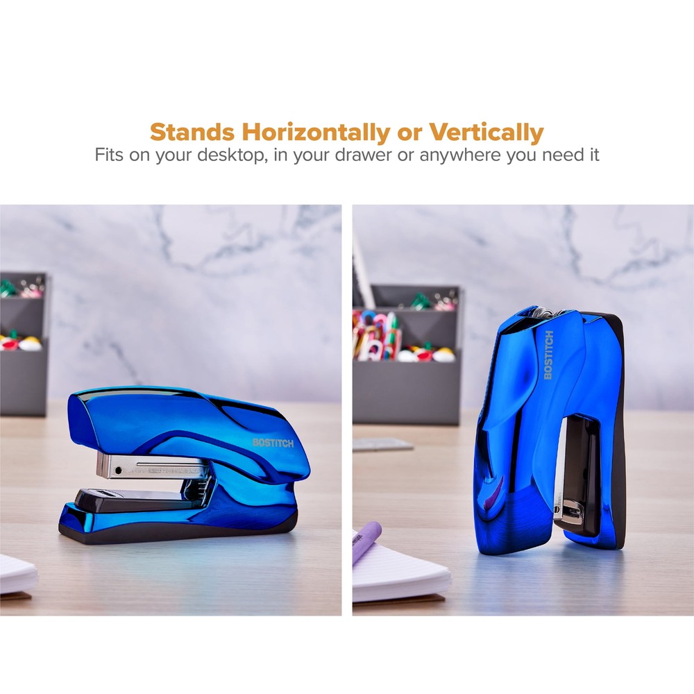 Flat Clinch Stapler, 40 Sheets, Metallic Purple