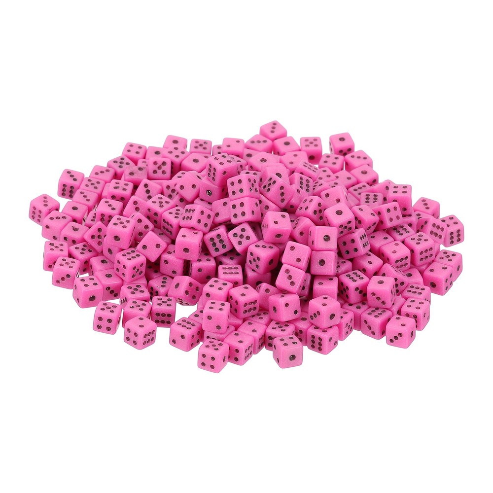 300Pcs Mini Dice, 5mm/0.2" Acrylic Game Dot Square Dice, Pink/Black