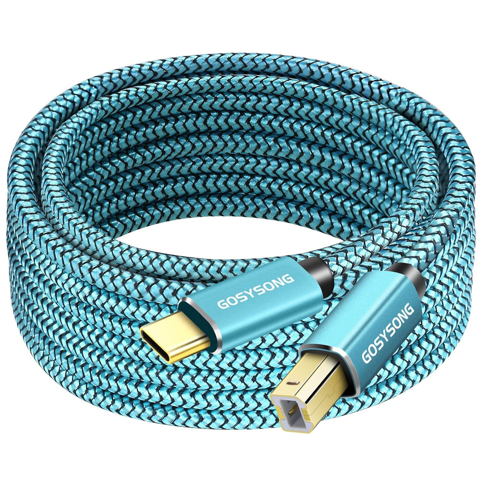 20Ft USB C to USB B Printer Cord - High Speed, Compatible with Printer, Scanner,