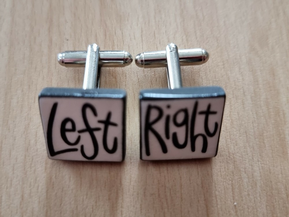 Left And Right Cufflinks Fancy Font Great Condition.