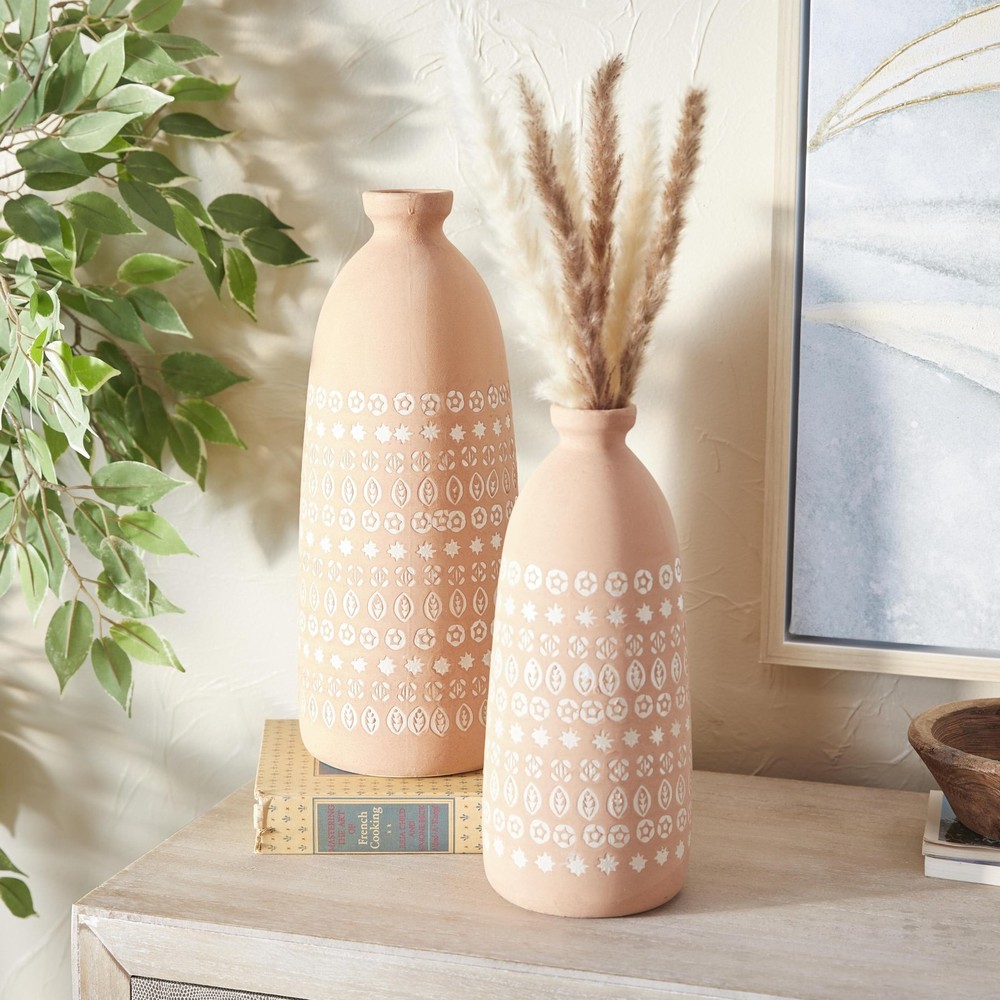 Deco 79 Ceramic Handmade Decorative Vase Centerpiece Vases with Star Patterns...