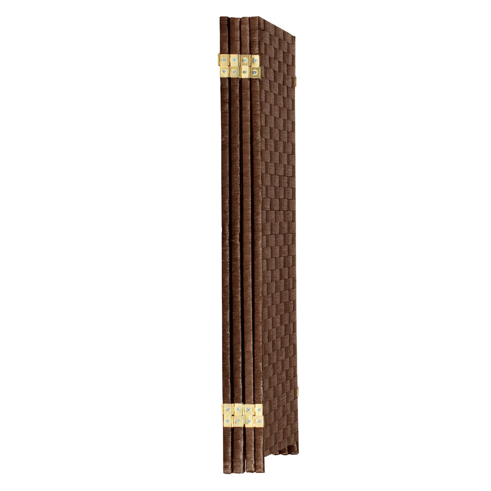 3 ft. Short Woven Fiber Folding Screen - 4 Panel - Dark Mocha