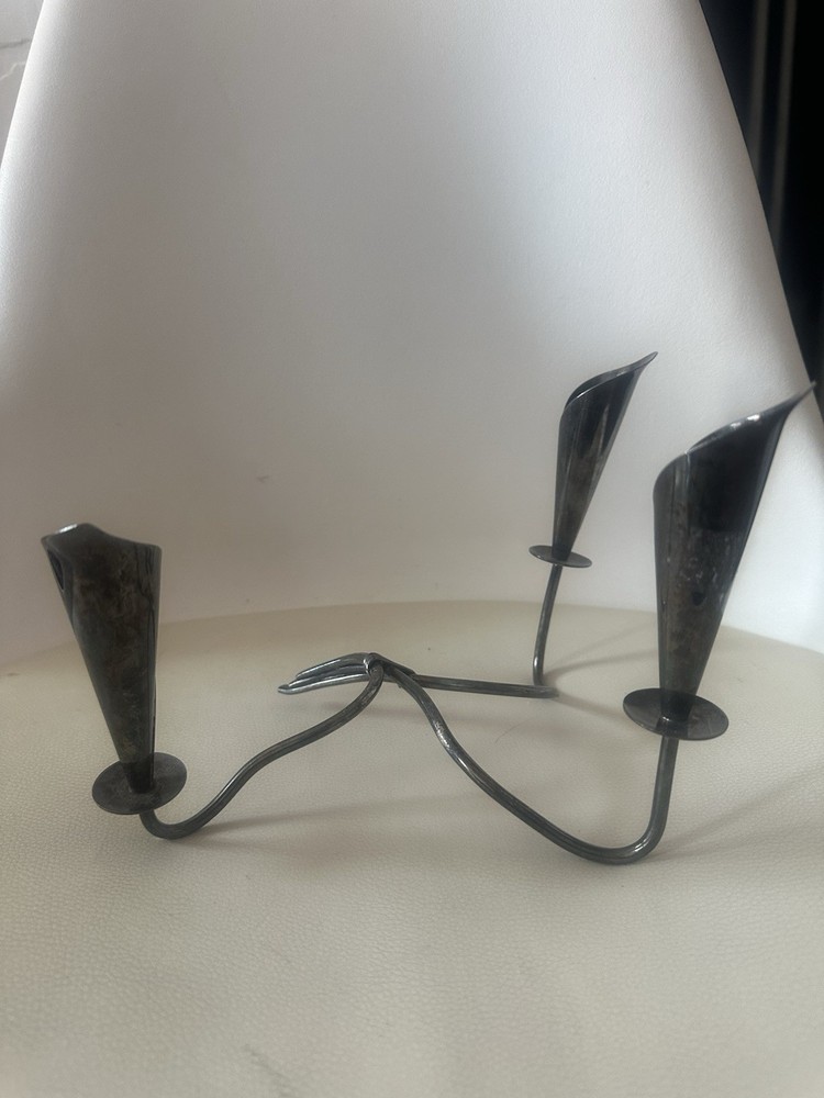 Hans Jensen Danish Silverplate Three -Light Candelabra