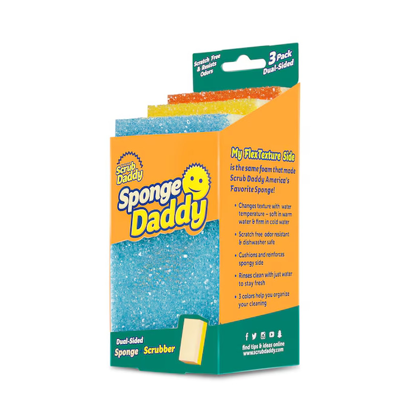 Scrub Daddy Sponge Daddy Cellulose Sponge with Scouring Pad 3 -Pack