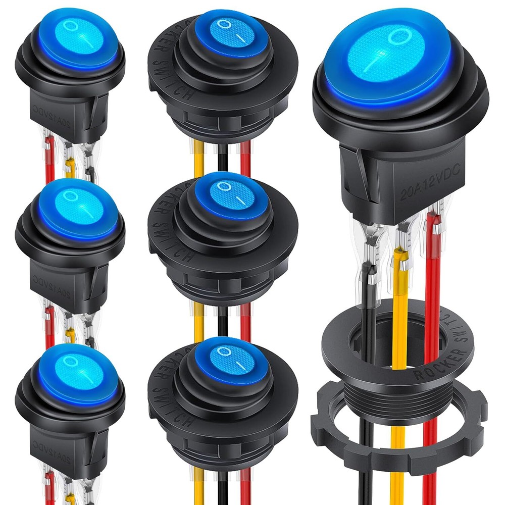 Waterproof Round Rocker Switch Waterproof Toggle Switch 6 Pack Toggle Switch ...