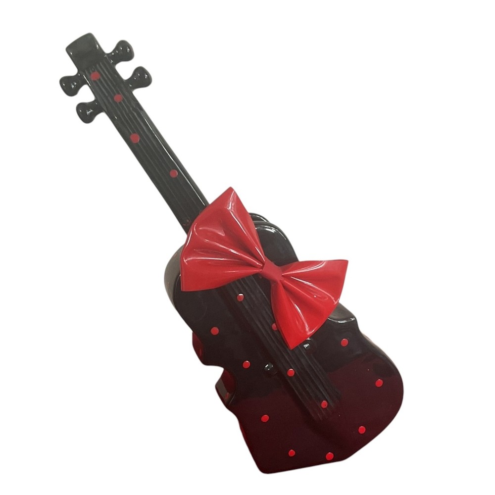 Enesco Black Polka Dot Ceramic Violin Planter 11-1/2"