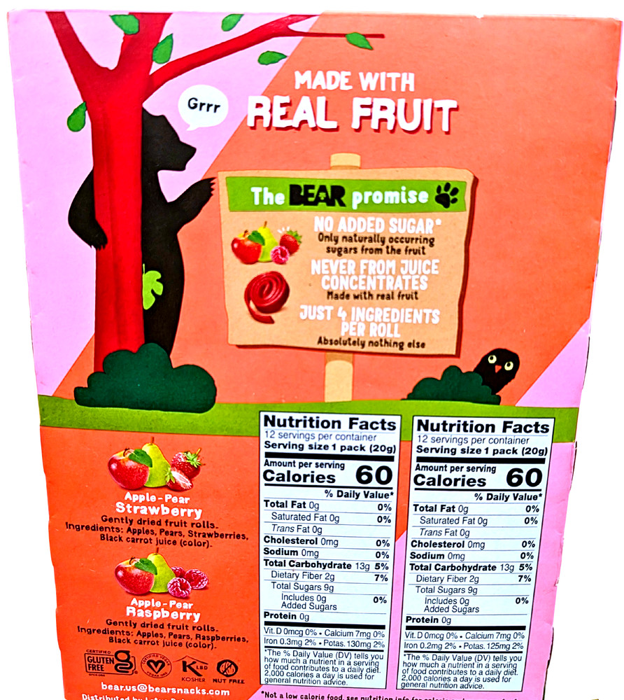 Bear Snacks Fruit Rolls Variety Pack 48 Count 16.9 Oz EXP 09/2026