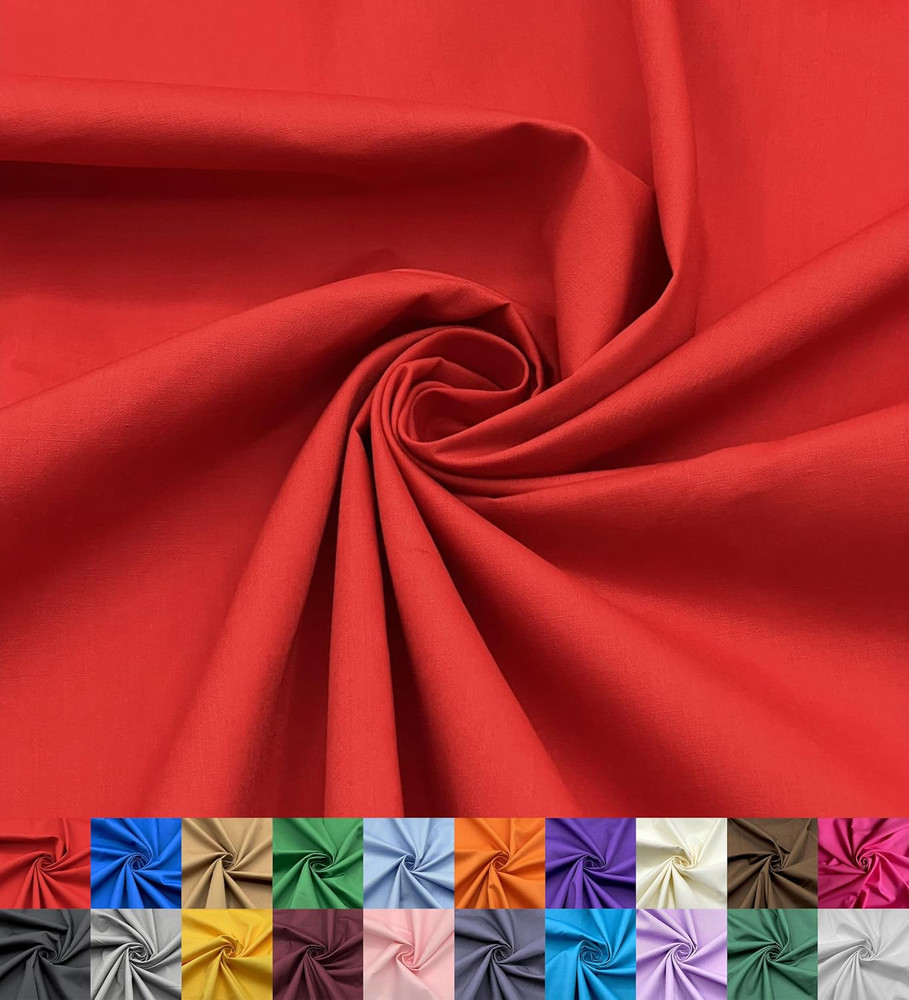 Cotton Polyester Fabric by Yard 60 Wide Broadcloth Sewing Material Red