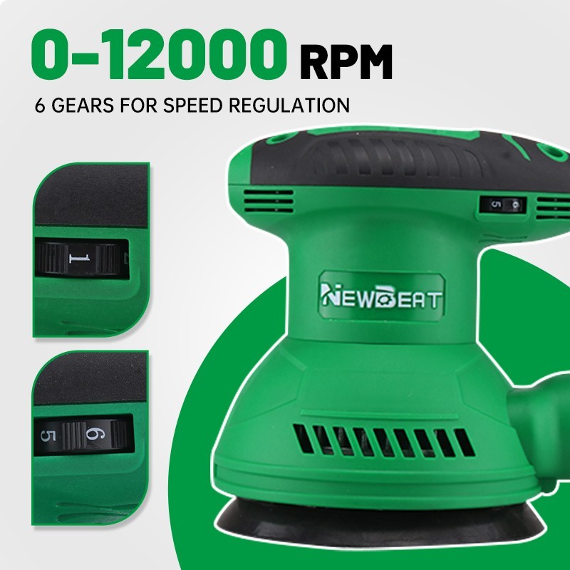 5" Random Orbit Sander Kit 320W Variable Speed with Sanding Discs & Brushes