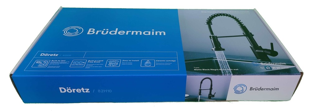 Döretz Pulldown Kitchen Faucet with Single Handle, Lead-Free Brass, Matte Black