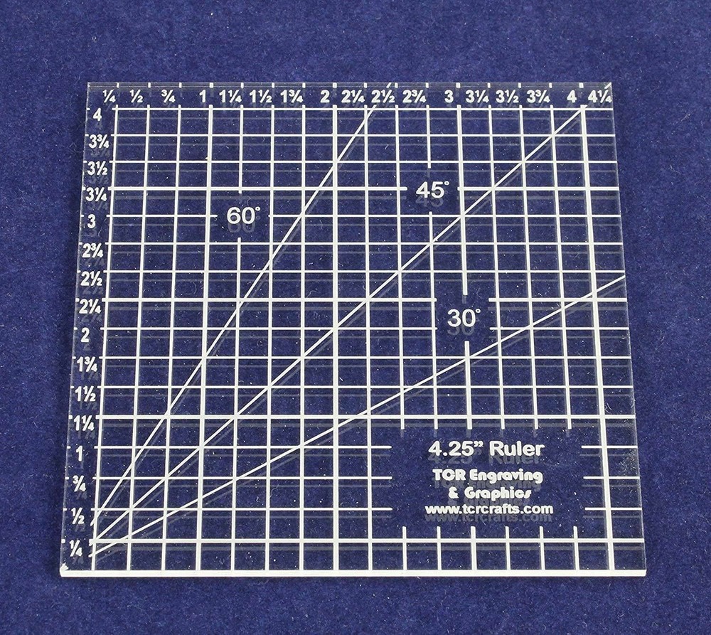 4.25 Inch Square Ruler -Acrylic 1/8 Inch Thick