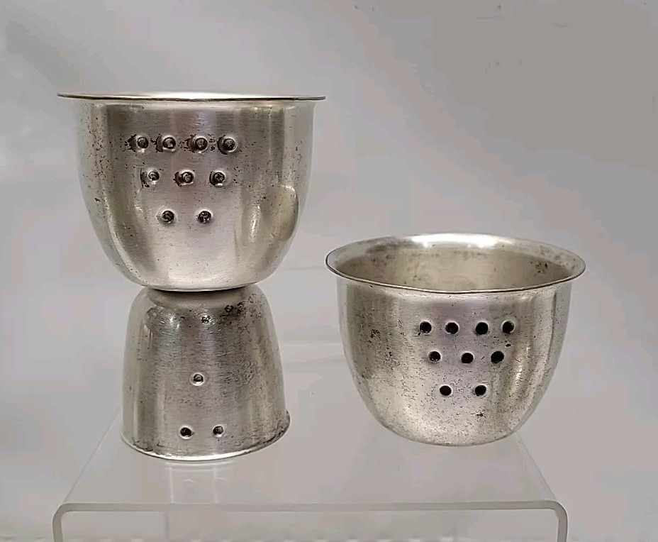 Napier Silver Plate Dual Dotted Jigger & 1 Single Jigger 1920s Art Deco