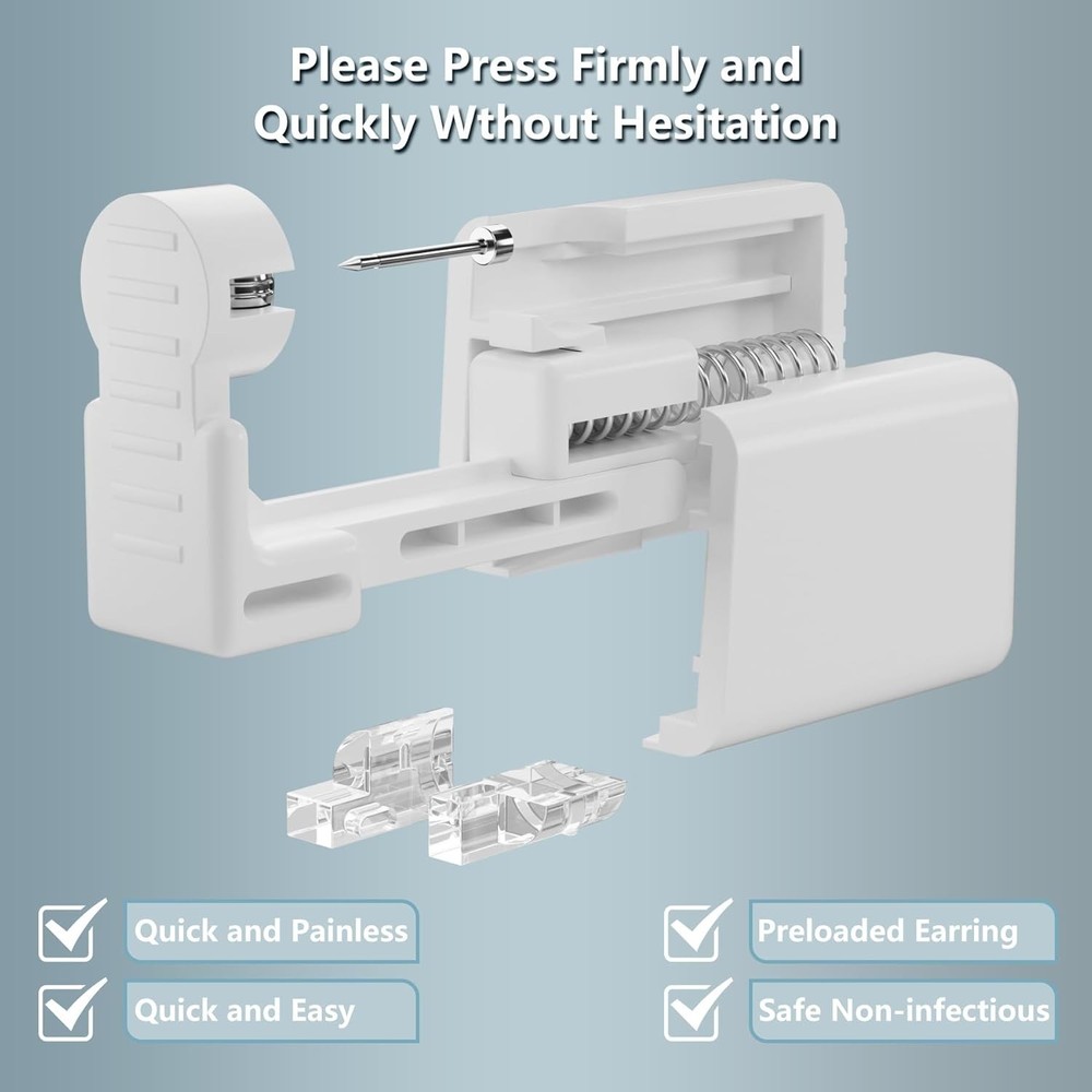 Complete Ear Piercing Kit: Dual Disposable Guns, 16 Components for Safe Piercing