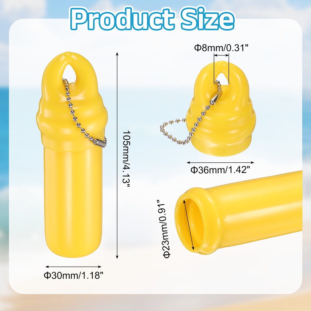 Waterproof Floating Keychain with Container, Yellow