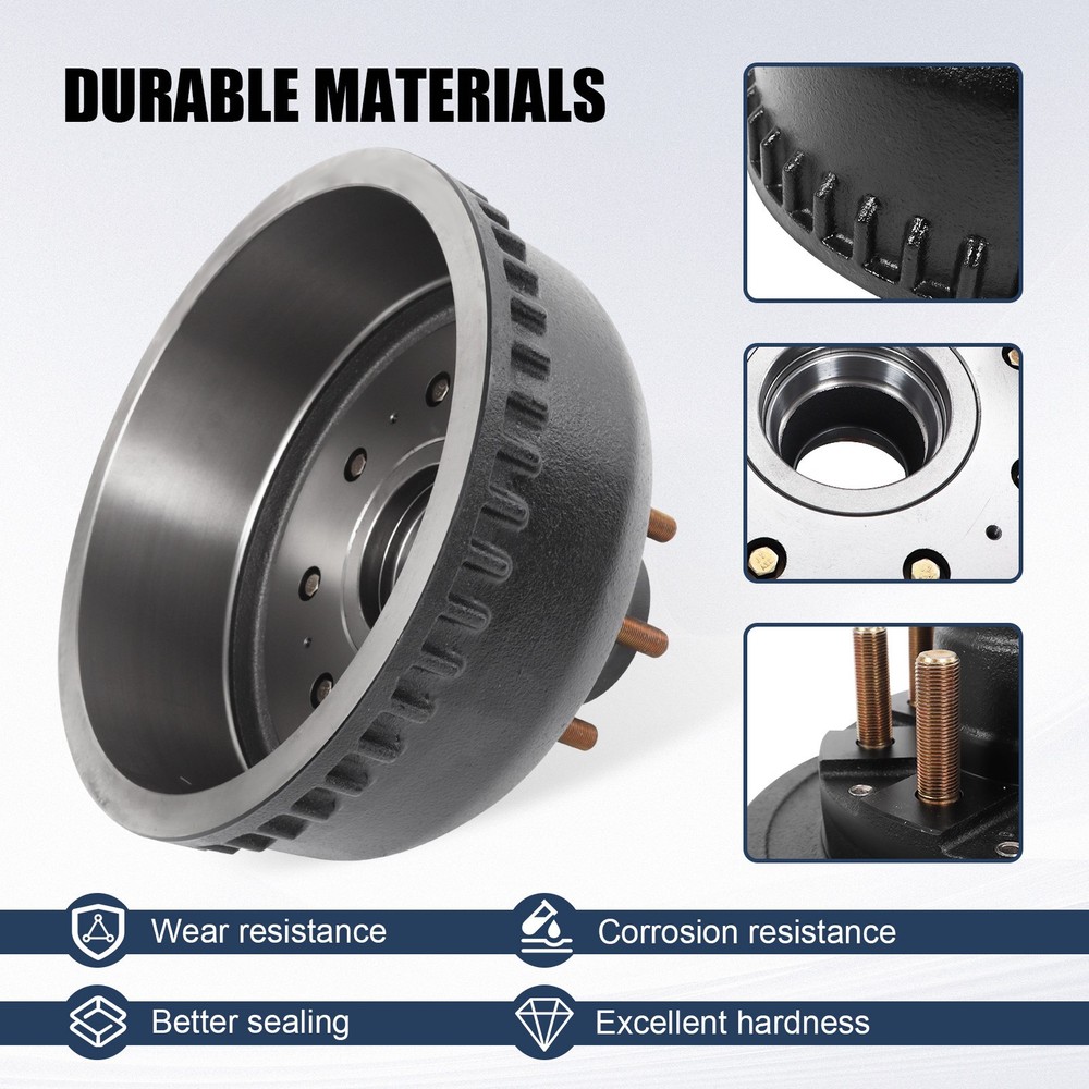 M-Parts Hub Brake Drum 12-1/4x3-3/8" 10K GD 13G Trailer Axle 9-123 8-415 10,000#