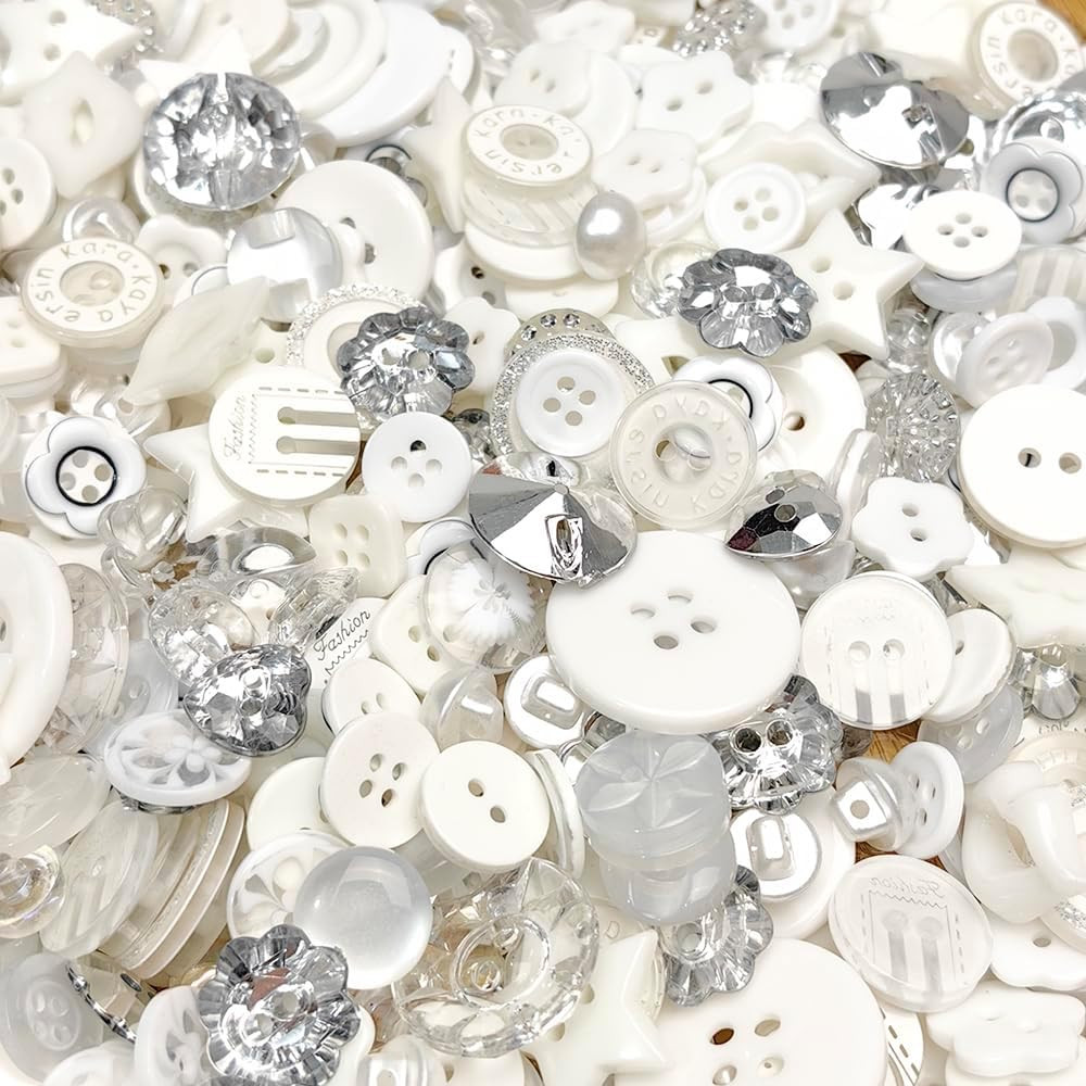 Random 100pcs Plastic Buttons Small DIY Sewing Craft Accessory (White)