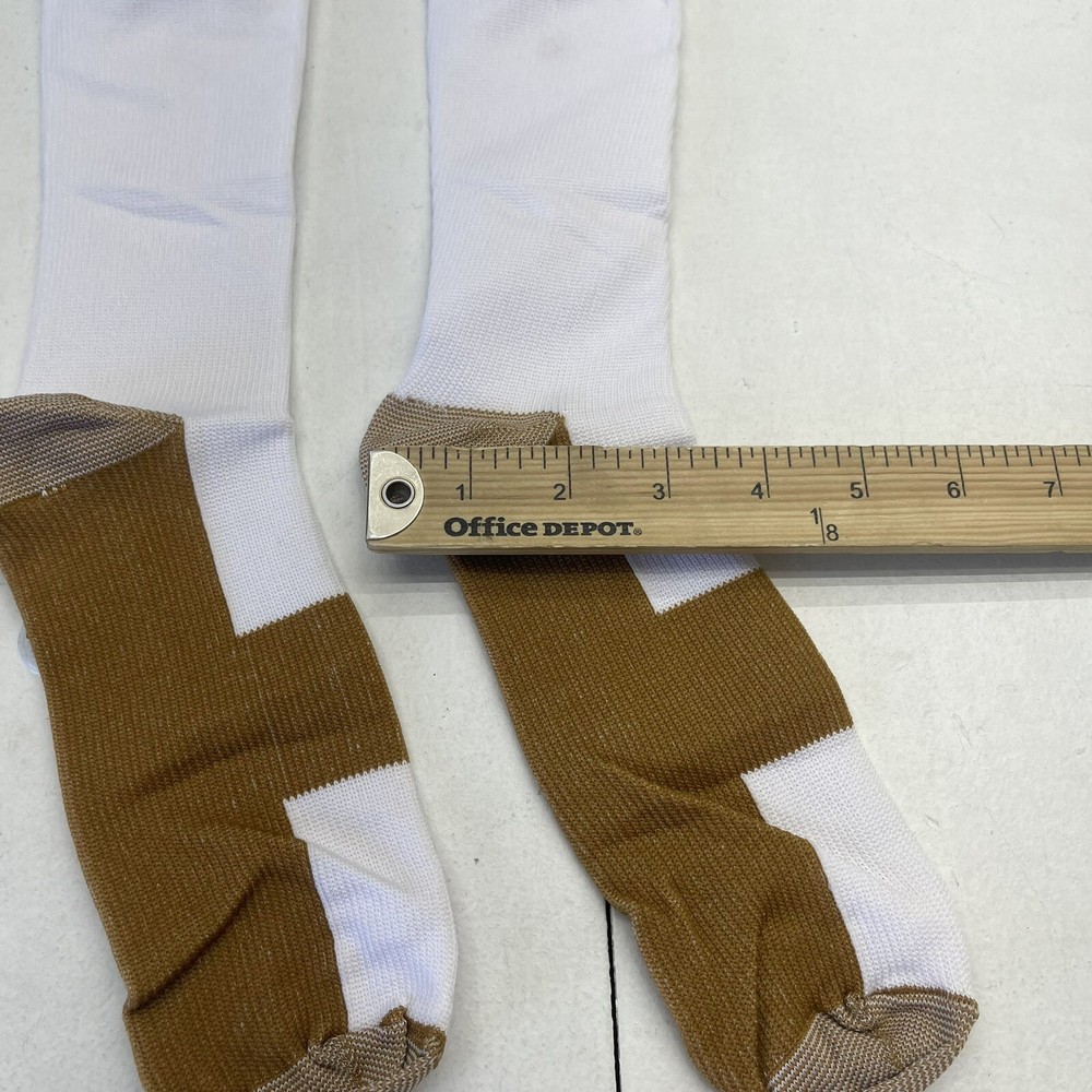 Unisex Adults White & Brown Compression Socks Size L/XL Defect