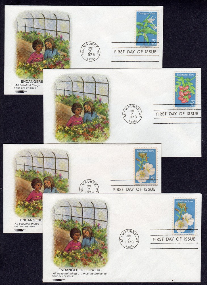 1979 Endanged Flora Set (Scott 1783-1786) - FOUR Softone FDCs NU72