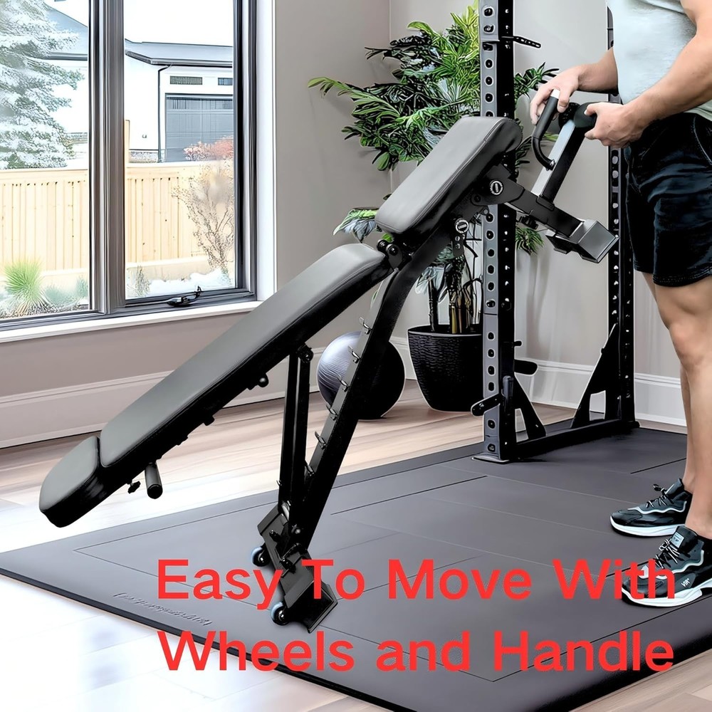 Heavy-Duty 1300 LB Folding Weight Bench with Dragon Flag Handle & Adjustability