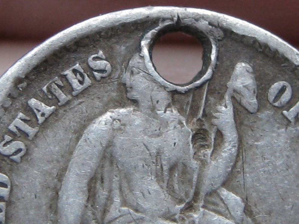 1867 Silver Seated Liberty Half Dime- Fine/VF Details