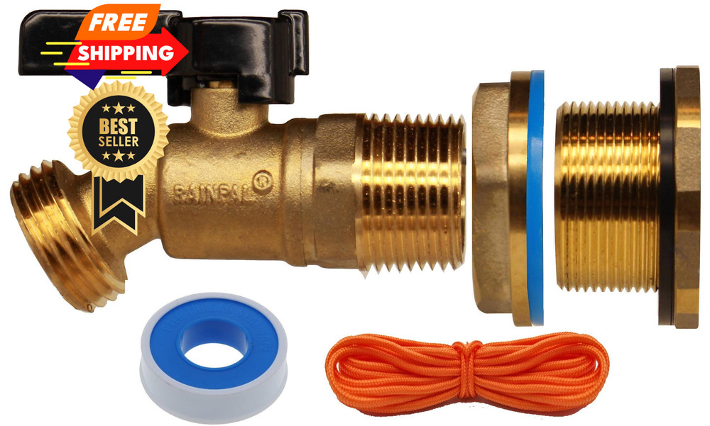RAINPAL RBS022 Brass Rain Barrel Spigot(3/4" Quarter 10mm flow opening,