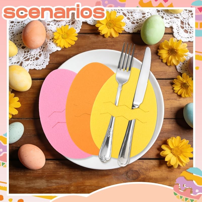 Easter Egg Shaped Cutlery Holders Set Eggs Silverware Tableware Holders for C...