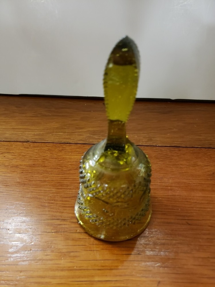 Vintage Olive Green Glass 6"  Bell