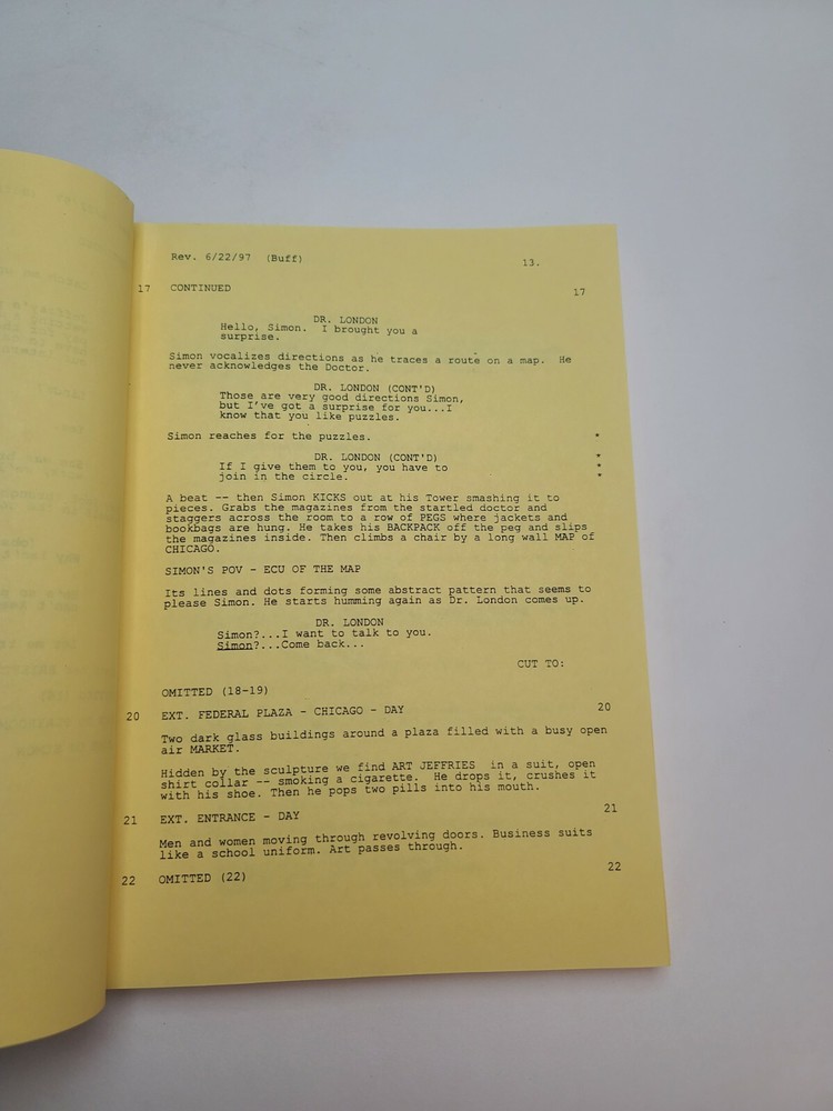 MERCURY RISING / Mark Rosenthal 1997 Screenplay, Bruce Willis savant secret code