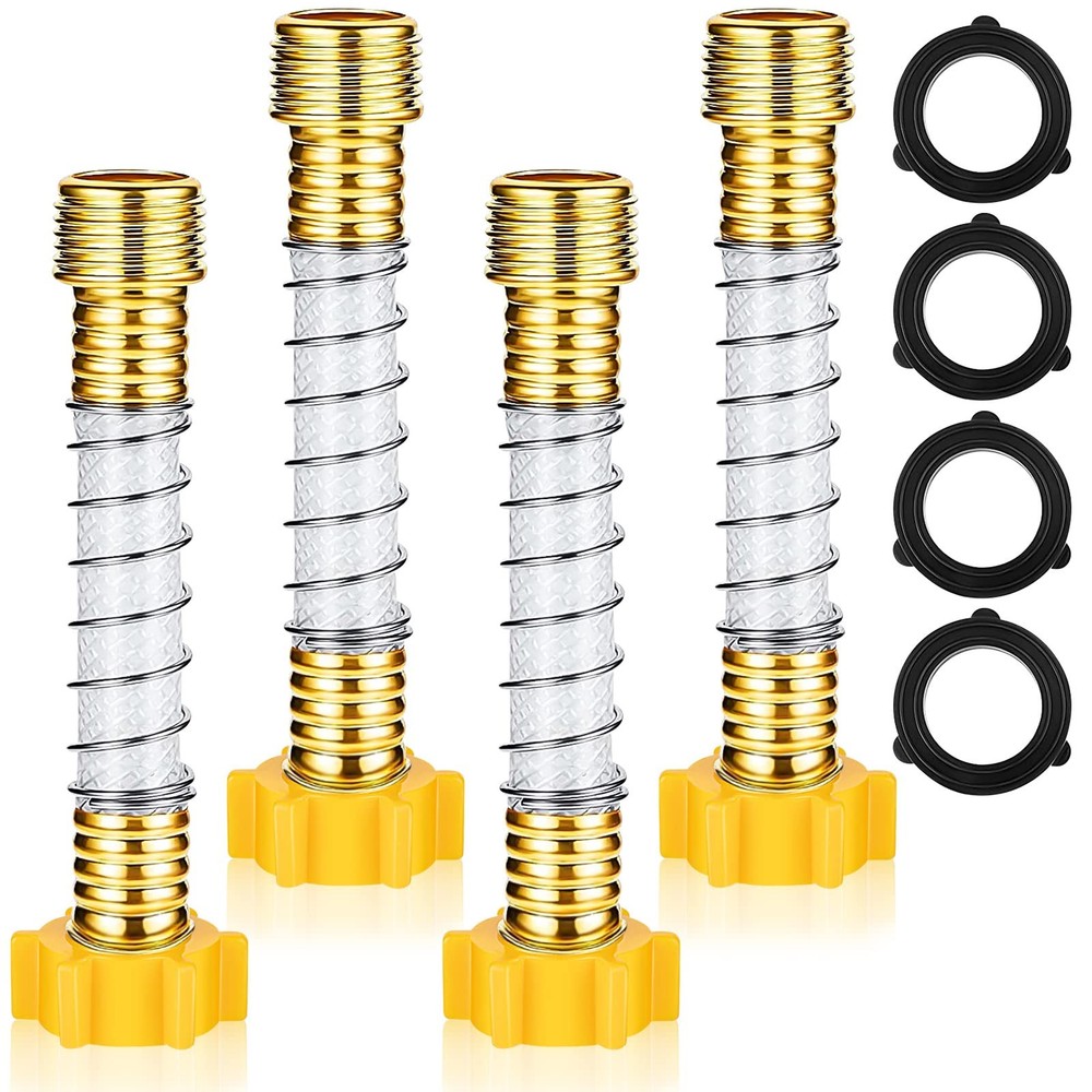 Garden Hose Protector, Flexible Extension Adapter Solid White, Yellow