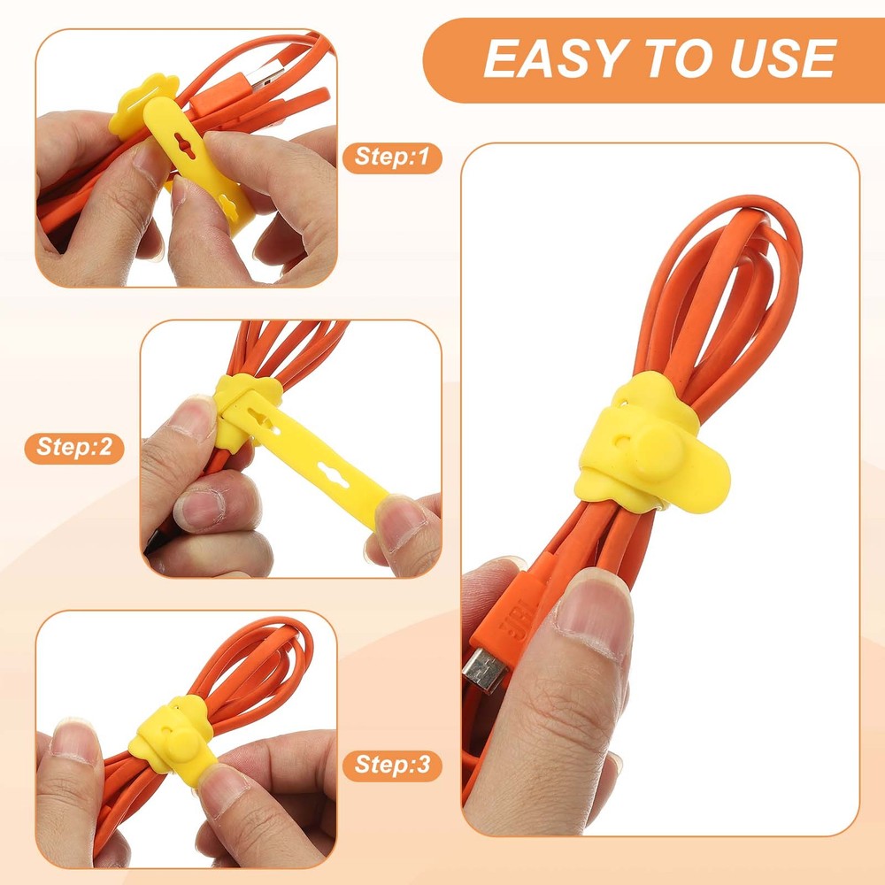30Pcs Silicone Cable Ties, Cord Management Organizer, White