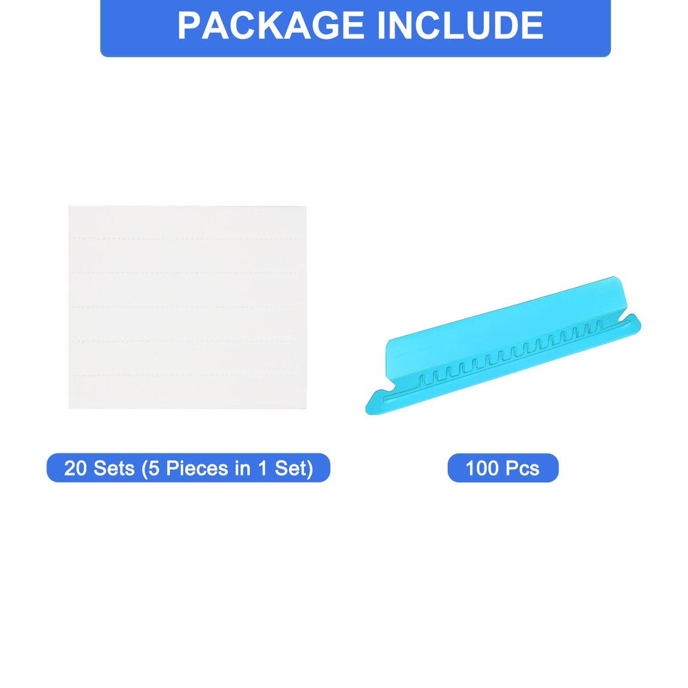 Hanging File Folder Tabs, 4 Inch File Folder Tabs and Inserts, Blue, 100 Pcs