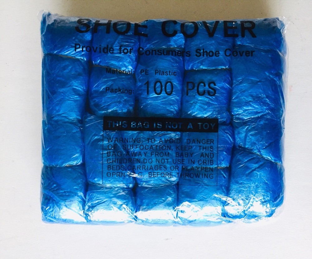 Shoe Covers disposable Plastic Blue one Pack/100 Pc