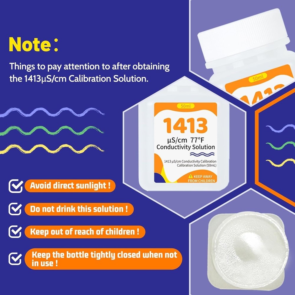 Precision EC Calibration Solution 4-Pack - 50mL Ideal for Hydroponics