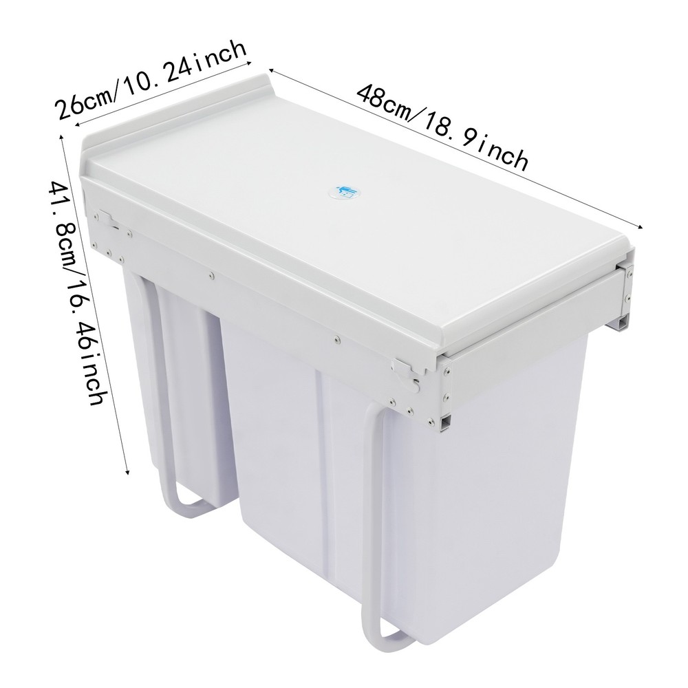 Double Pull Out Under Cabinet Trash Can 10L+20L Garbage Can Kitchen Waste Bin