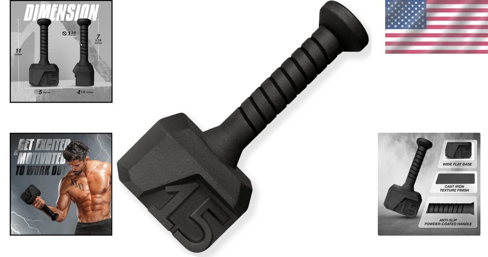 Advanced 15lb Hammer Kettlebell - Solid Cast Iron, Non-Slip Grip,